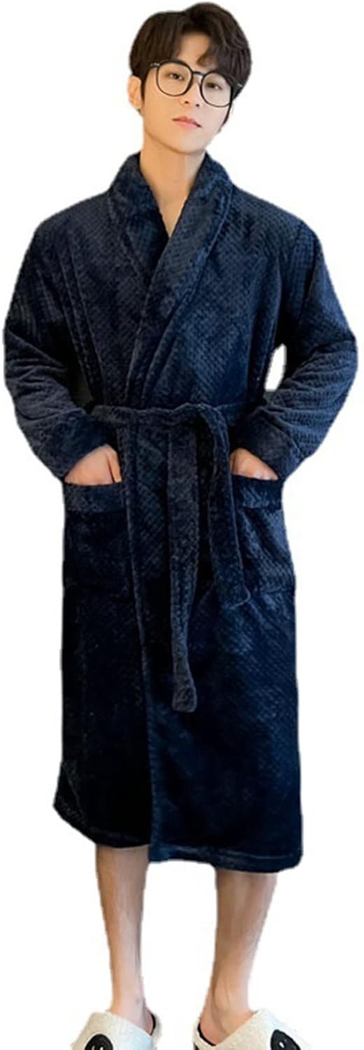 フランネル バスローブ メンズ ルームウェア 冬用 パジャマ ナイトガウン ブランケット 着る毛布 モコモコ お風呂 部屋着 寝巻き 厚手 保温 あったか ゆったり 大きいサイズ シンプル ロング丈