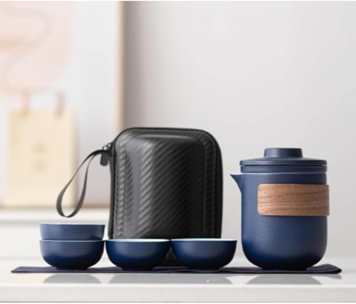 中国茶器セット 茶器セット 台湾茶器セット 旅行ティーセット 携帯用 旅行 収納バッグ付き 陶器 急須 湯呑セット ティーセット 茶器 茶皿 茶器乾燥ティートレー 茶器セット簡単 旅行 お出かけ用 中