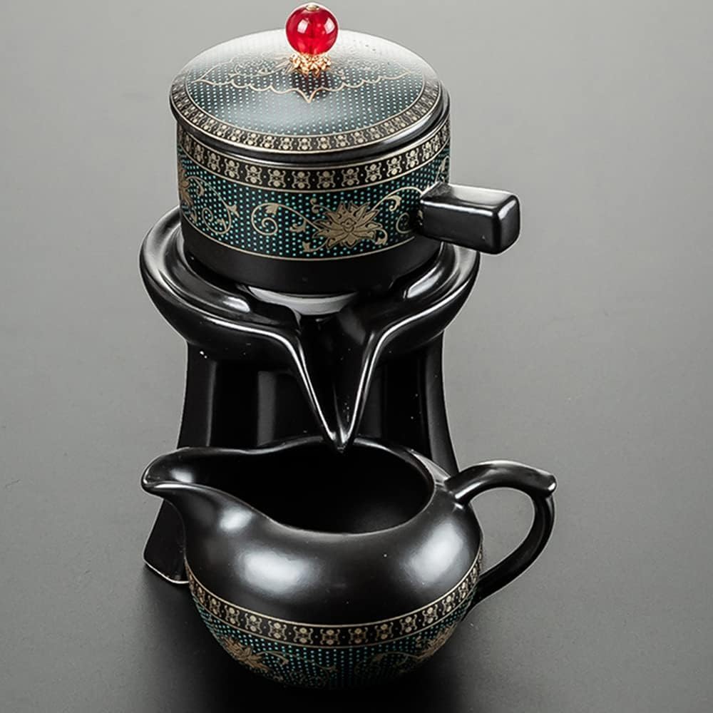 ティーセット 湯呑みセット茶道具 茶器セット 急須ポット 旅行茶具 中国茶道具 自動レイジーティーセッ..