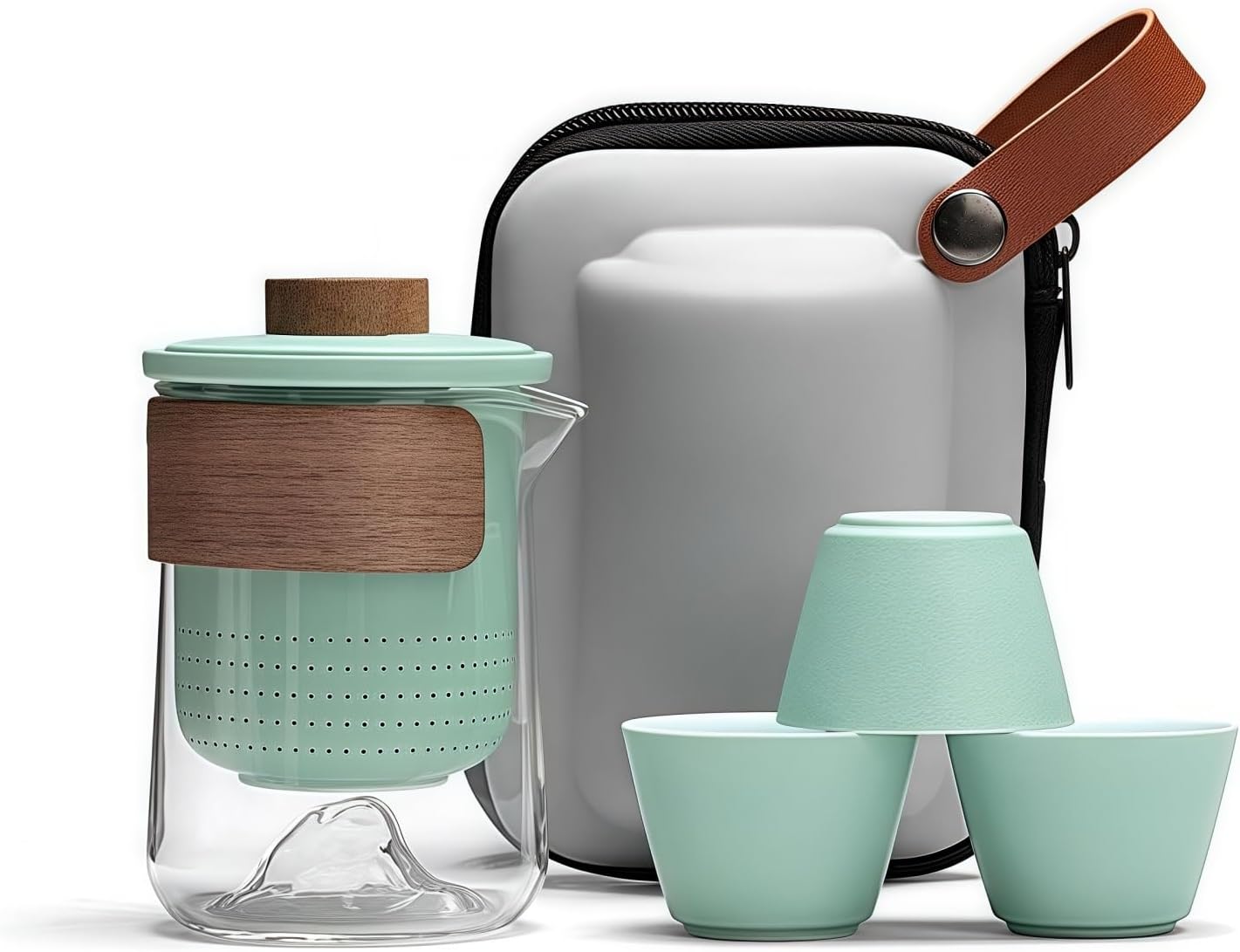 中国茶器セット 携帯ティーセット 4個セット お茶セット おしゃれ シンプル 車載 旅行 茶器セット 320m..