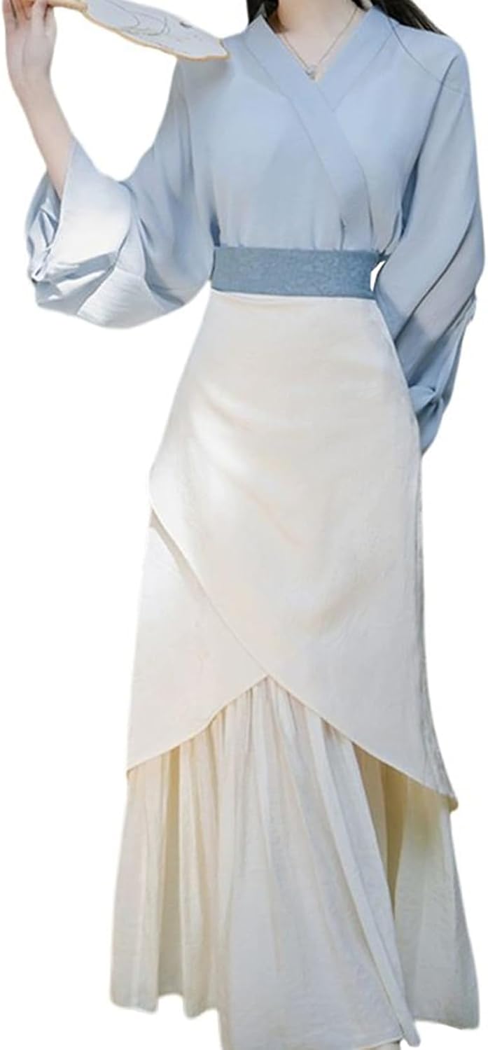 中華風 スカートスーツ 民族風 春夏秋 S～L 上下2点セット セットアップ 漢服 唐装 おしゃれ きれいめ コスプレ 女性 長袖 ロング丈 チャイナ服 ?面スカート シャツ&ラップスカート 巻きスカ