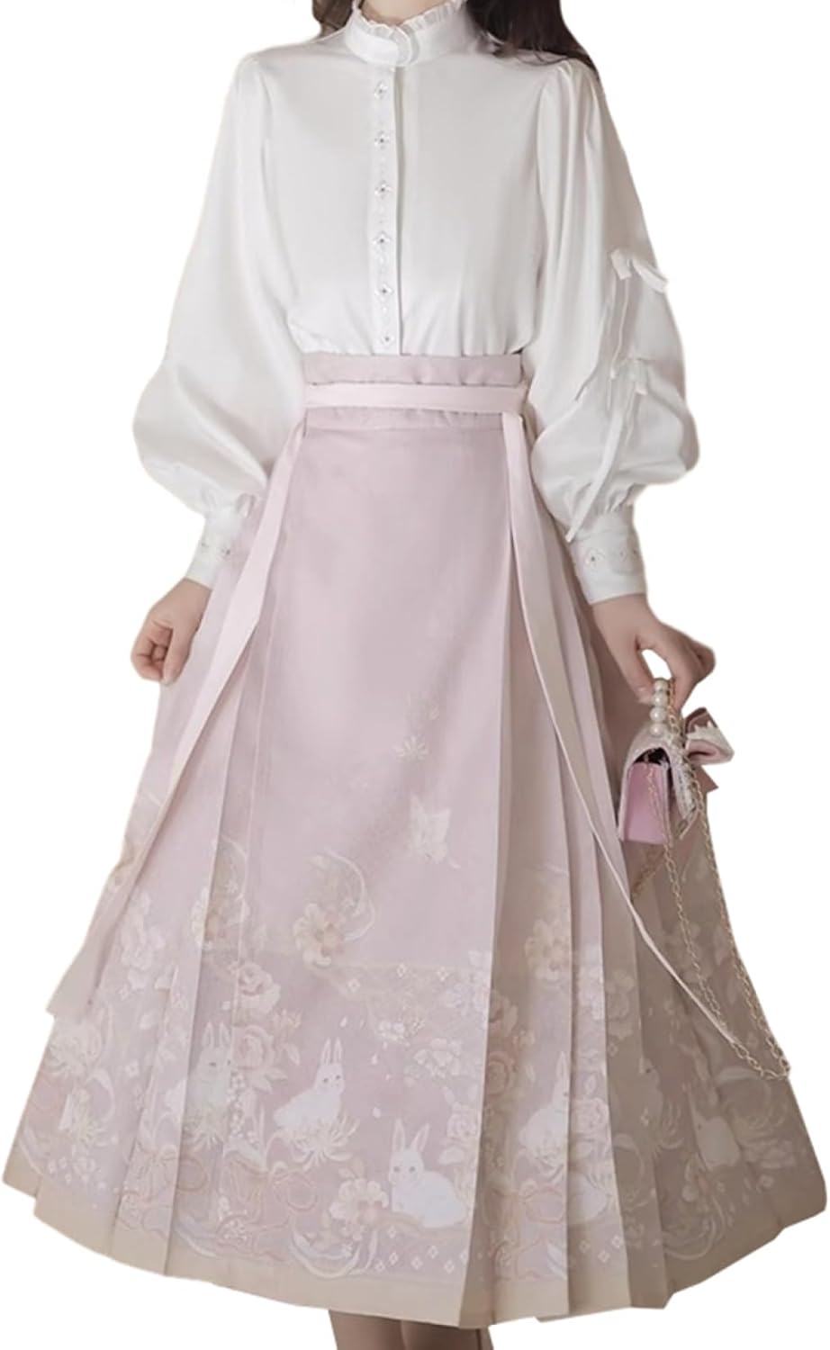 スカートスーツ 中華風 民族風 春夏秋冬 S～2XL 上下 2点セット 漢服 唐装 セットアップ おしゃれ きれいめ 長袖 ロング丈 チャイナ服 ?面スカート cosplay 女性 シャツ&ラップスカ