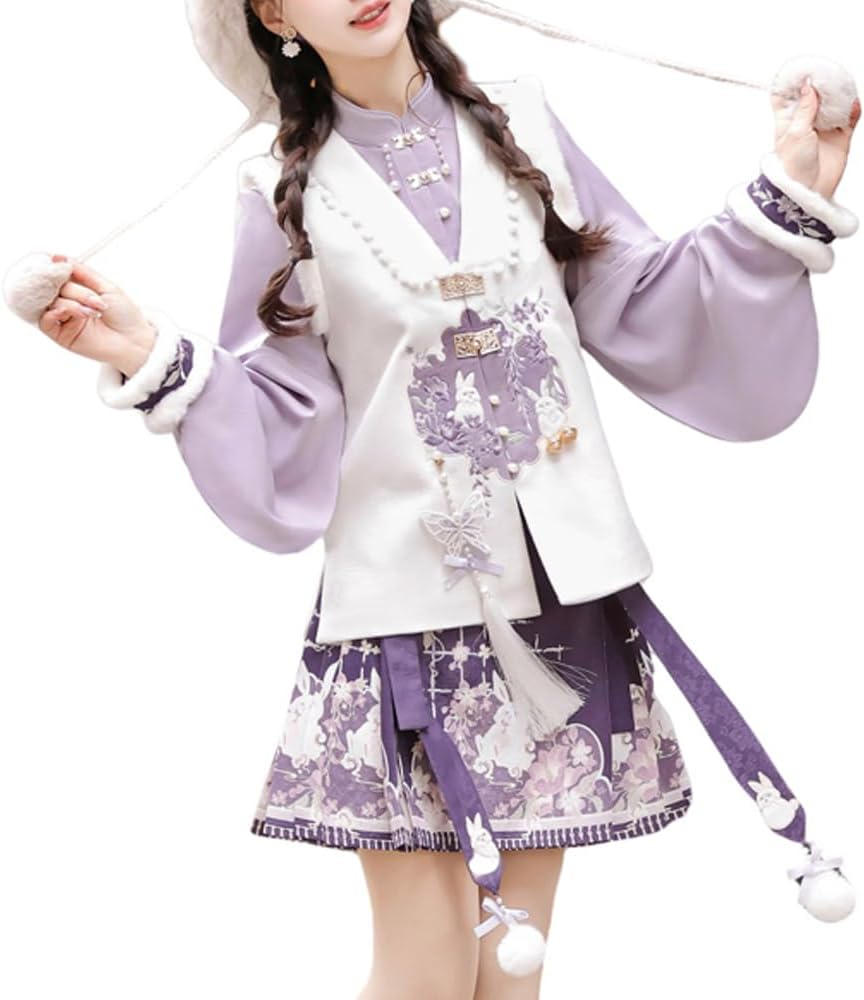 中華風 レディース トップス ベスト 馬面スカート 3点セット 刺繍 民族風 ショート丈 プリーツスカート ハイウエスト漢元素 シャツ ドレス セットアップ コ...