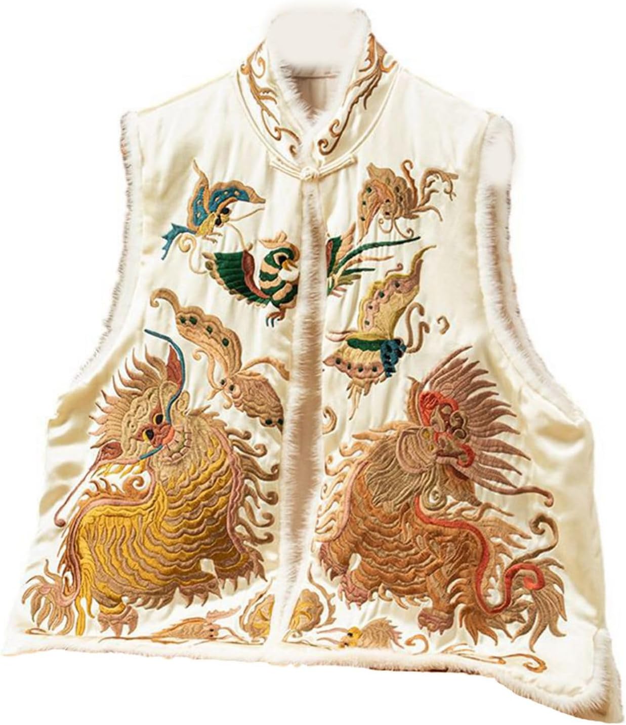 ベスト 刺繍 レディース シルク チョッキ チャイナドレス 中華風 チャイナボタン チャイナ服 アウター 袖無し 可愛い エレガント 淑やか 華やか 春秋冬 婦...
