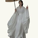漢服 中国風の女性の韓服スカート白のエレガントなドレス古典舞踊のパフォーマンス衣装 (Color : White サイズ : L)