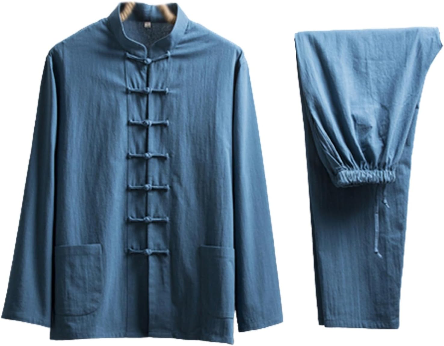 唐スーツ メンズ 長袖 上下セット シャツ 無地 薄い 中華風 カジュアル 防シワ加工 通気性 吸汗速乾 チャイナボタン 伝統服 茶師服 カンフー衣装 漢服 大...