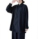 折襟シャツ レディース 長袖 黒シャツ チャイナボタン チャイナ服 トップス ブラウス カジュアル カーディガン 無地 大きいサイズ 春服