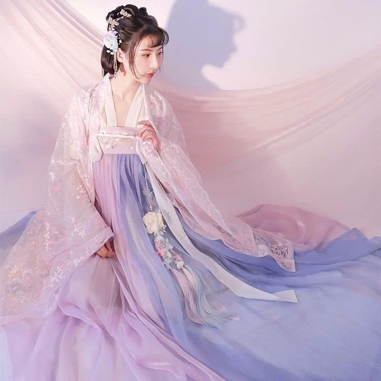 4セット 漢服 仙女服 中国古代宮廷風 コスプレ衣装 女性 女の子 中華服 写真撮影 古風 ステージ衣装 古典美人服 振袖 引き裾 マキシー丈 パーティードレス 広い袖 レディース コスプレ 仮装 学