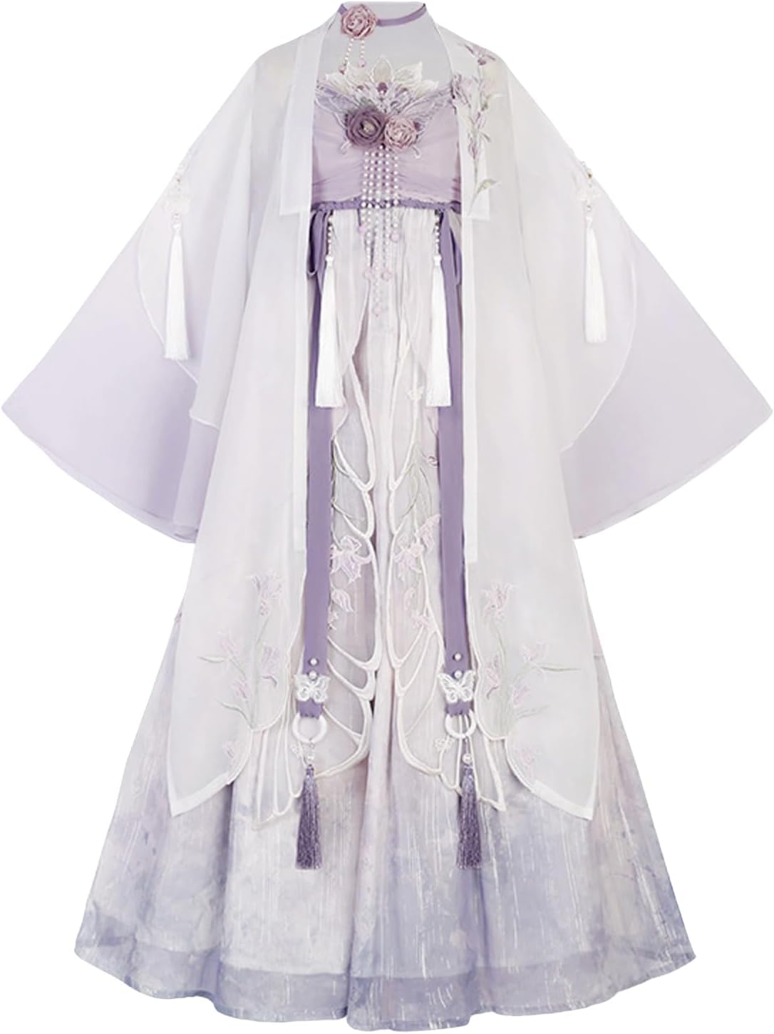 チュールドレス 漢服 中華風 チャイナ ワンピース 伝統模様 フリル リボン お姫様 ゆめかわいい 女の子 ゆったり コスチューム レディース イベント パーテ...