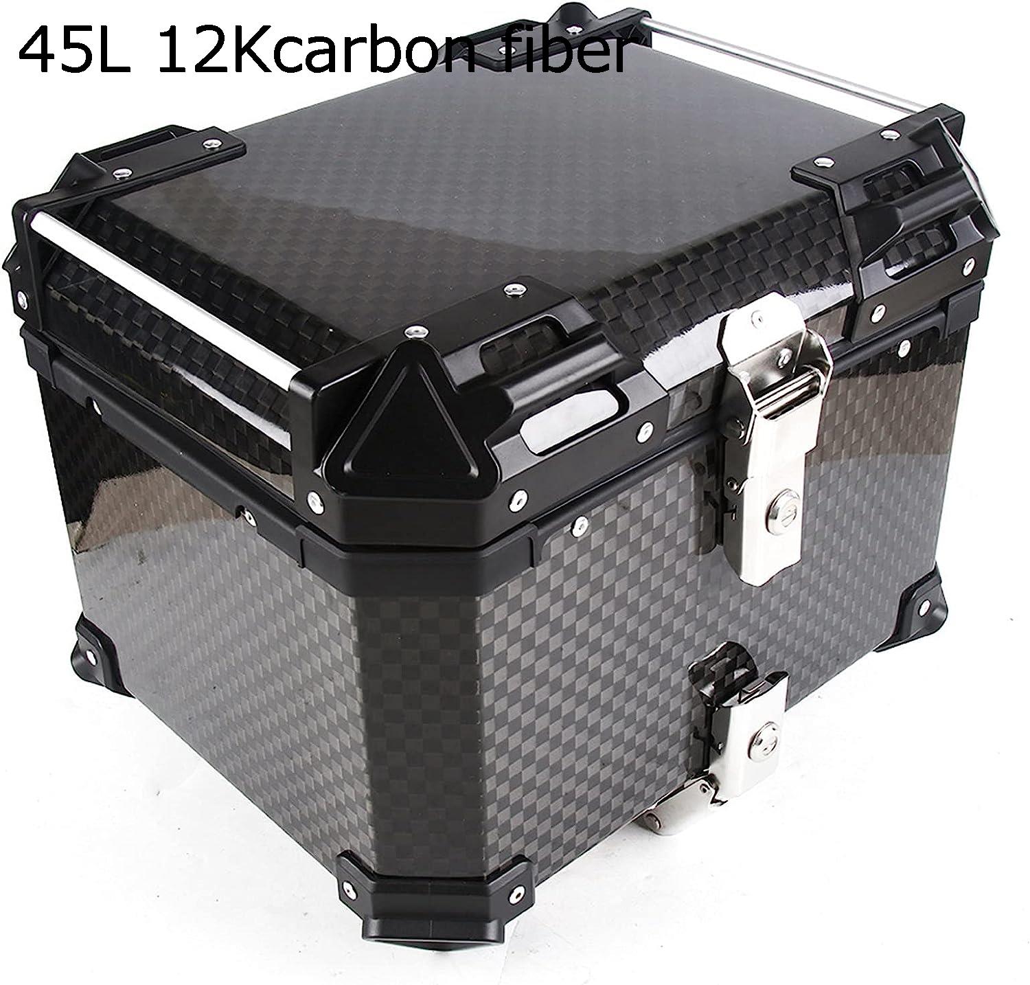 リアボックス 45Lオートバイのトランクユニバーサルスクーターバイクの収納ケーステールボックス防水衝突防止のための12K3Kカーボンファイバー・トップ・ボックス