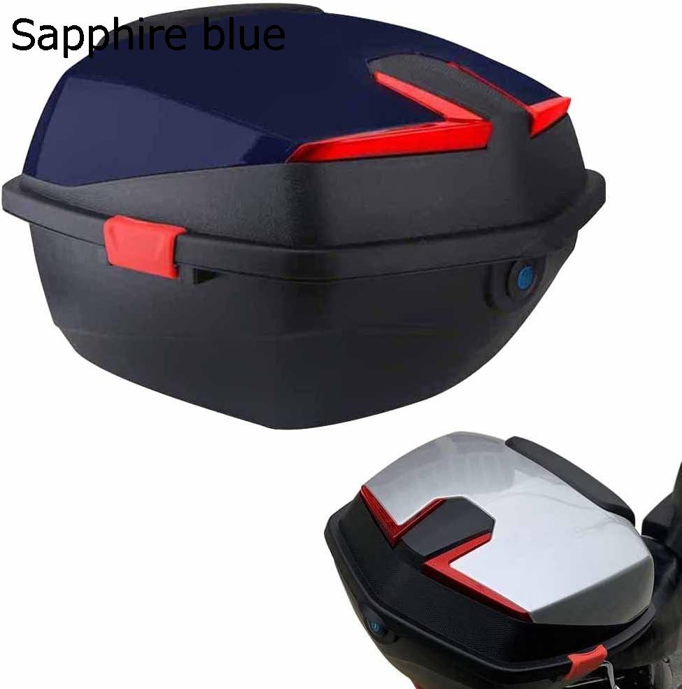 リアボックス バイク用リアボックス 28L大容量 ヘルメット入れ ツアーテールボックス バックレスト付き 防水防塵 汎用 ツーリング/キャンプ/通勤等 ブラック (Color : Sapphire blue)