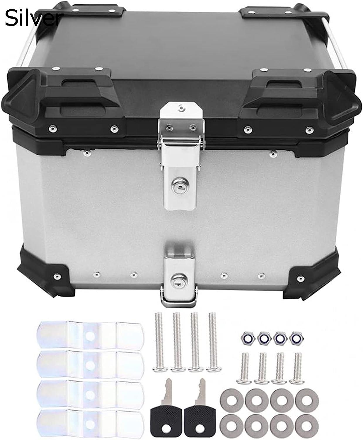 リアボックス ユニバーサル45Lオートバイアルミニウムリアトランク収納ツールボックストップケーステールボックス荷物