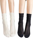 靴下 ソックス レディース 夏用 レースソックス 靴下 可愛い 透明なレースソックス ロリータ 蒸れない 通気性 上質な カジュアル靴下 春夏 薄手 2ペアセッ...
