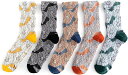 靴下 レディース ソックス 綿 春秋冬 5足セット クルーソックス 花柄 アウトドア シンプル カジュアル