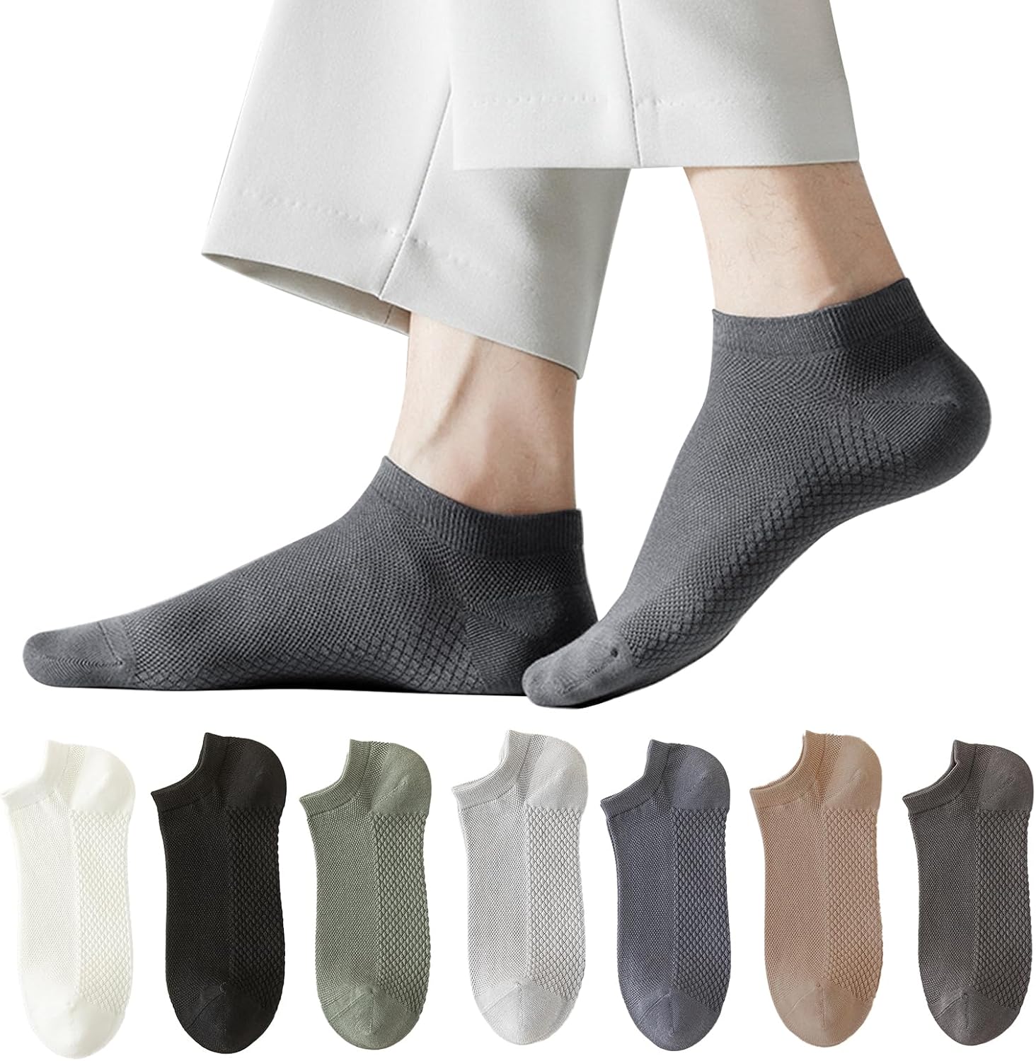 靴下 メンズ 7足セット夏 メッシュ くるぶし スポーツソックス 薄手 通気 綿 くつした メンズ 夏用 ショートソックス おしゃれ男性用 短い靴下 25-27cm 蒸れないくつ下 夏用 スニーカーソ
