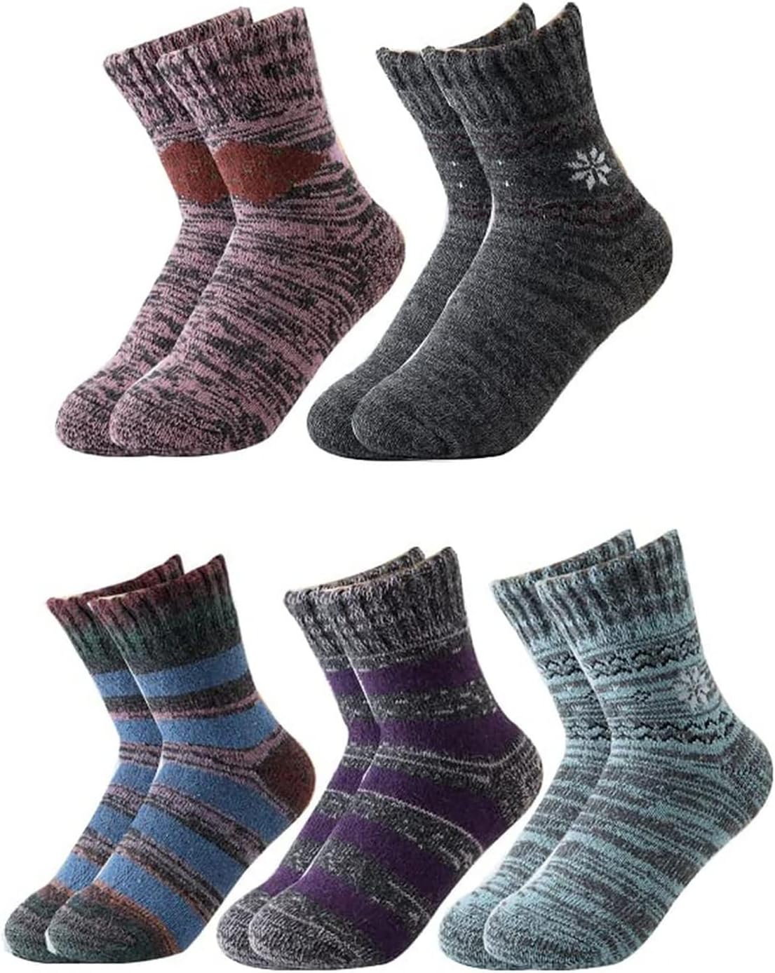ソックス レディース 冬 暖かい 靴下 冬用 厚手 クルーソックス 女性 アンゴラ混 防寒 保温 冷え性対策 22-24cm 10足組