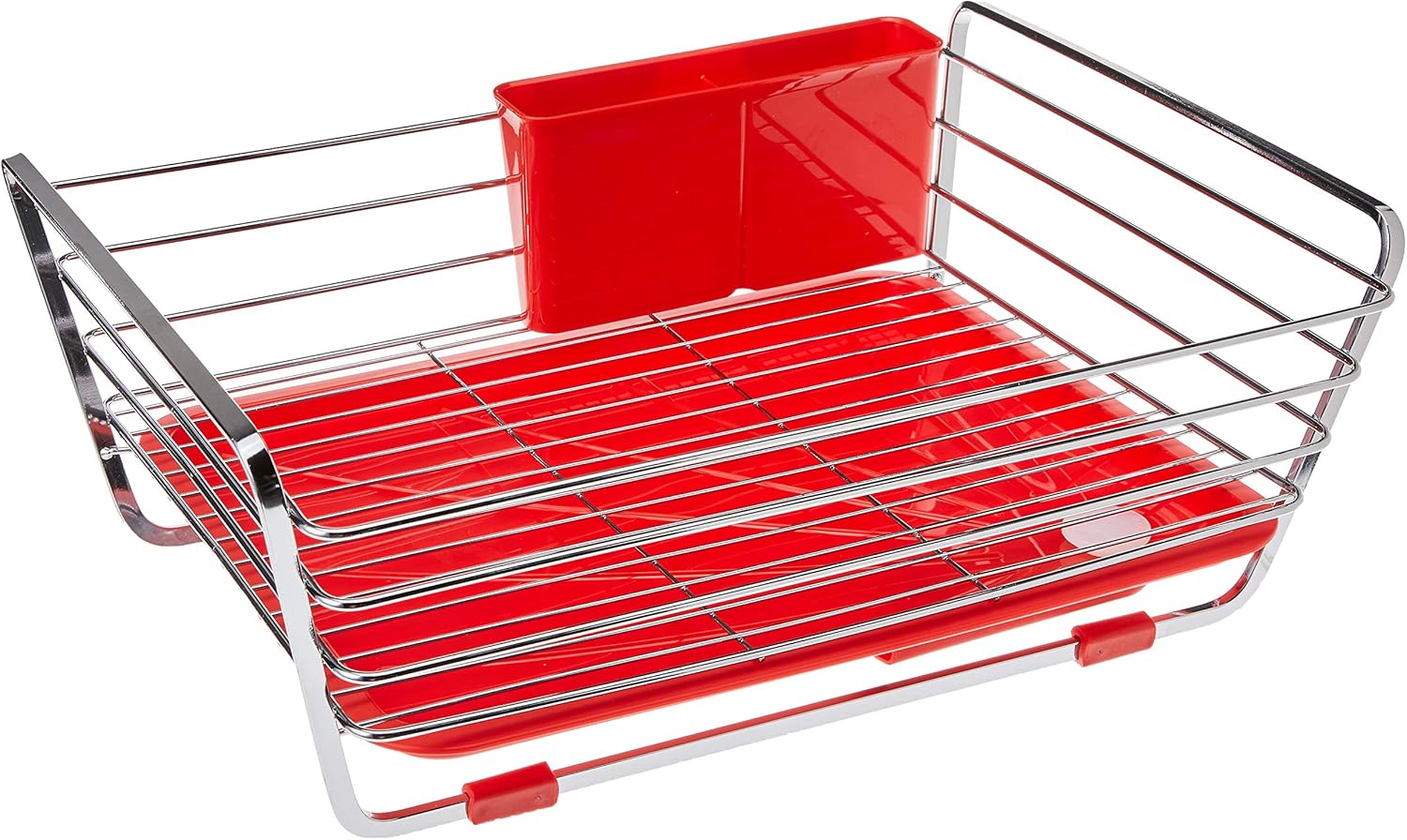 パール金属 食器 水切り かご レッド シンプルストレージ HB-301