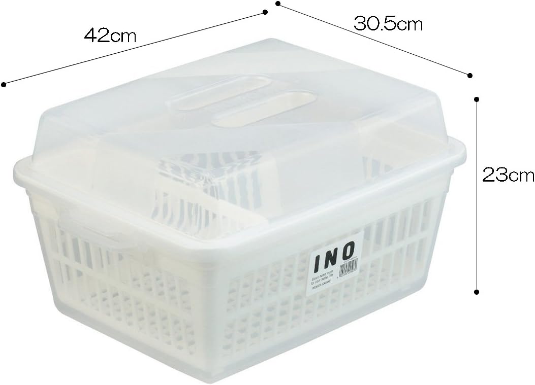 イノマタ化学 クリアーフード付 水切りセット M型 約42×30.5×H23cm 2