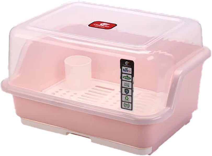 水切りラック 食器収納 食器棚 キッチン収納 フタ付き 箸立て付き 食器乾燥ボックス 食器保管 大容量 ..