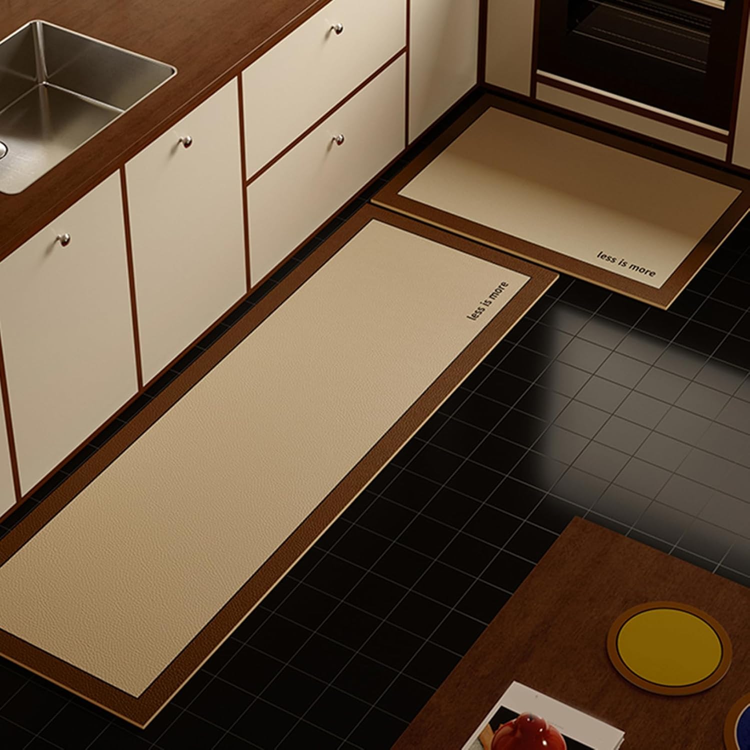 キッチンマット 拭ける 180cm120cm 撥水 防水 幾何学 北欧 おしゃれ 洗濯不要 カット可 洗濯不要 ずれ..