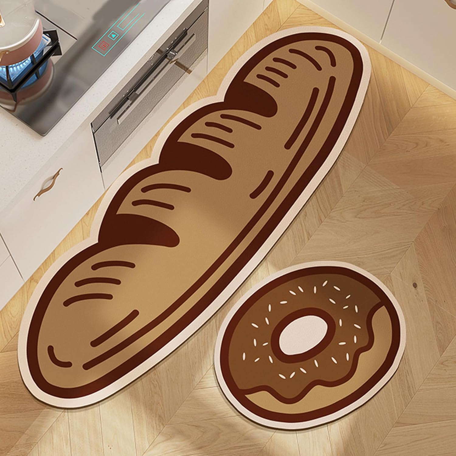 キッチンマット 拭ける 洗える パン柄 台所マ ット チェアマット 台所マット 撥水 スタイル1 おしゃれ ..