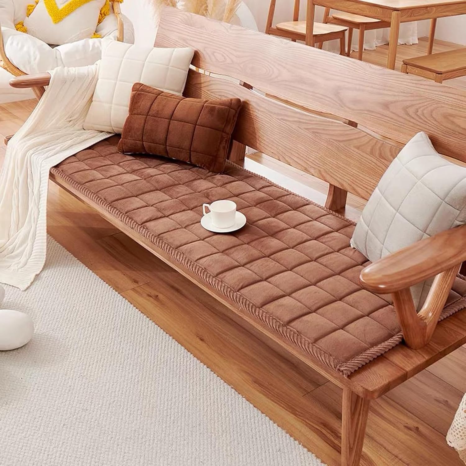 座布団 厚め 長い 洗える シートクッション ロング 大きめ コーヒー 長い座布団 ソファパッド 3人掛け ..