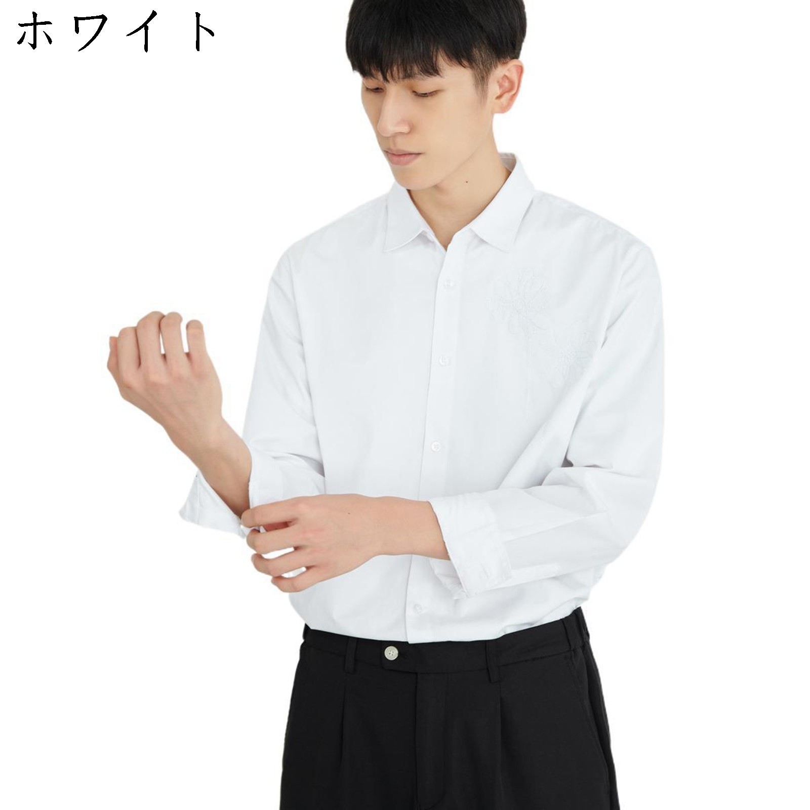 Rakuten - シャツ 開襟シャツ メンズ カジュアル ビジネス おおきいサイズ 長袖 春服 刺繍 無地 上質 快適な 秋 夏用 冬服 快適な肌触り お洒落 プレゼント 常服 男性 アウトドア