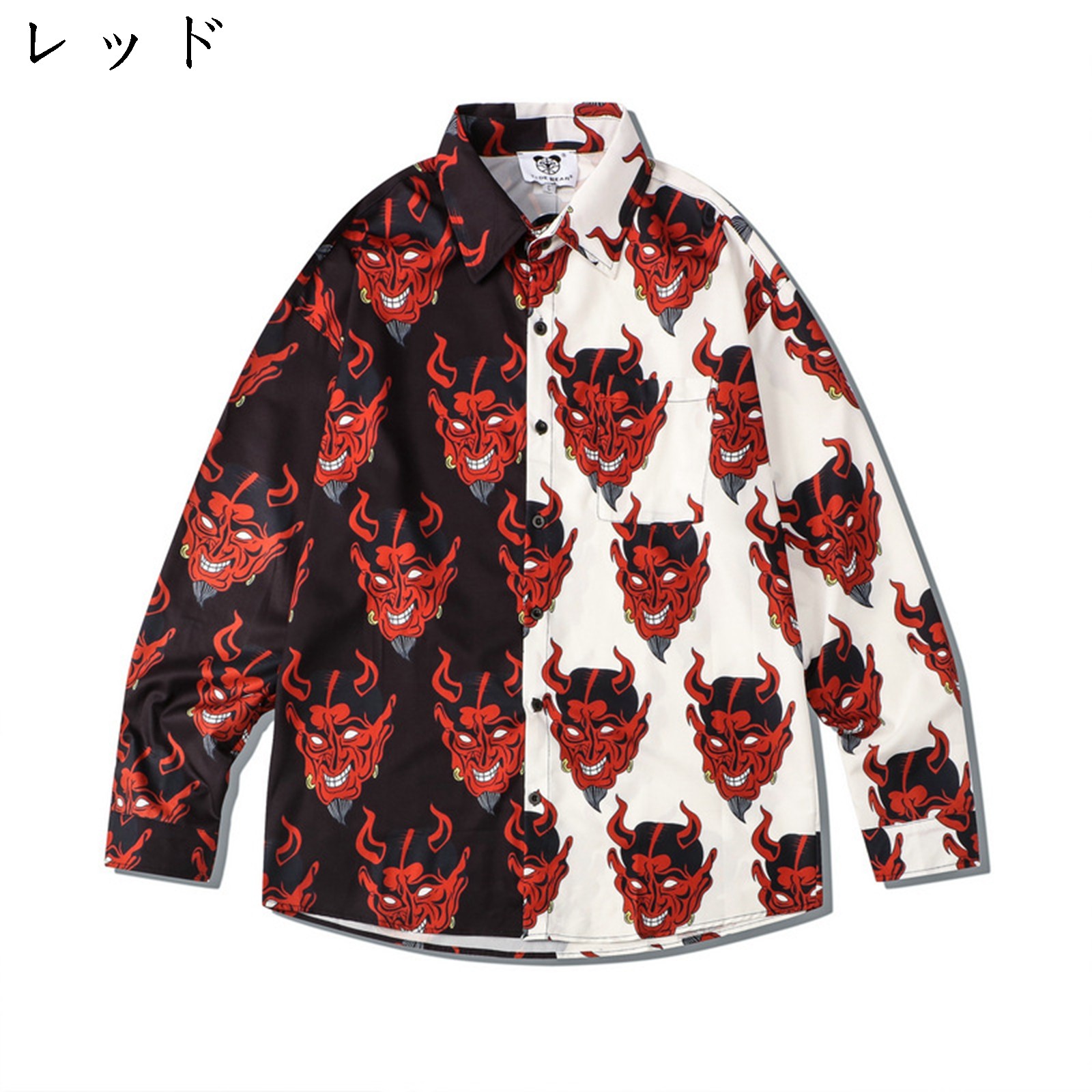 長袖 メンズ シャツジャケット 春 秋 夏 冬用 悪魔 柔らかい プリント おしゃれ オーバーサイズ 部屋着..