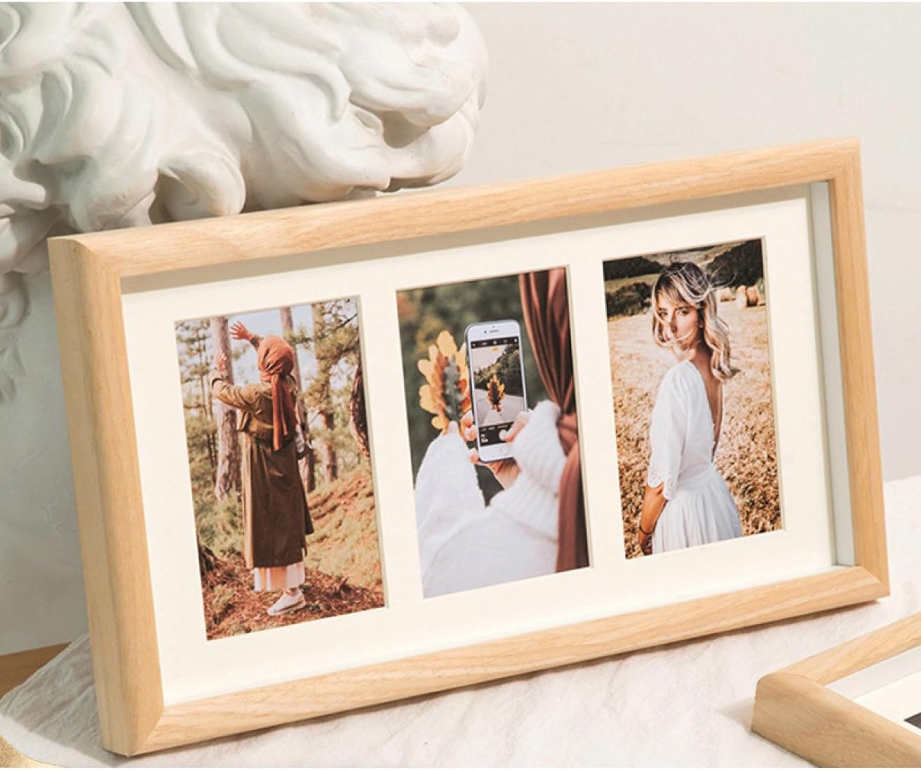 飾れる フォトフレーム 横長 3窓 木製 おしゃれ 複数 壁掛け 写真 立て 複数 枚 飾る 壁 25.4*30.5cm 写真立て フォトスタンド 写真たて 記念日 プレゼント ましかく窓フレーム ま