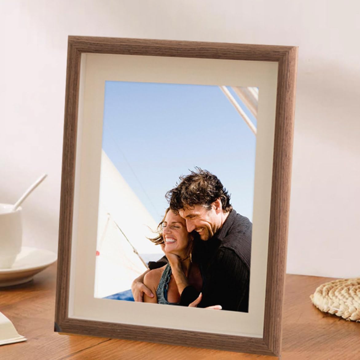 製額縁 スタンド付 ブラウン フォトフレーム 写真立て 木製 壁掛け おしゃれ 木製フォトフレーム 写真立て おしゃれ 2L判 壁掛け 卓上 縦横兼用 ガラス前面板 フォトスタンド 20.3*25.4