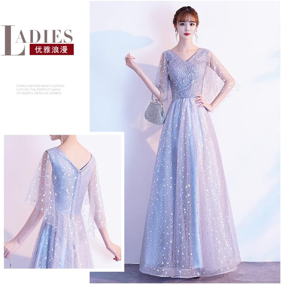 レディース イブニングドレス 結婚式ドレス ドレス ワンピース ロングワンピース 宴会ドレス チュールワンピース Vネック 星空 甘い 着痩せ 大きいサイズ 上質 エレガント フォーマル 花嫁 披露宴