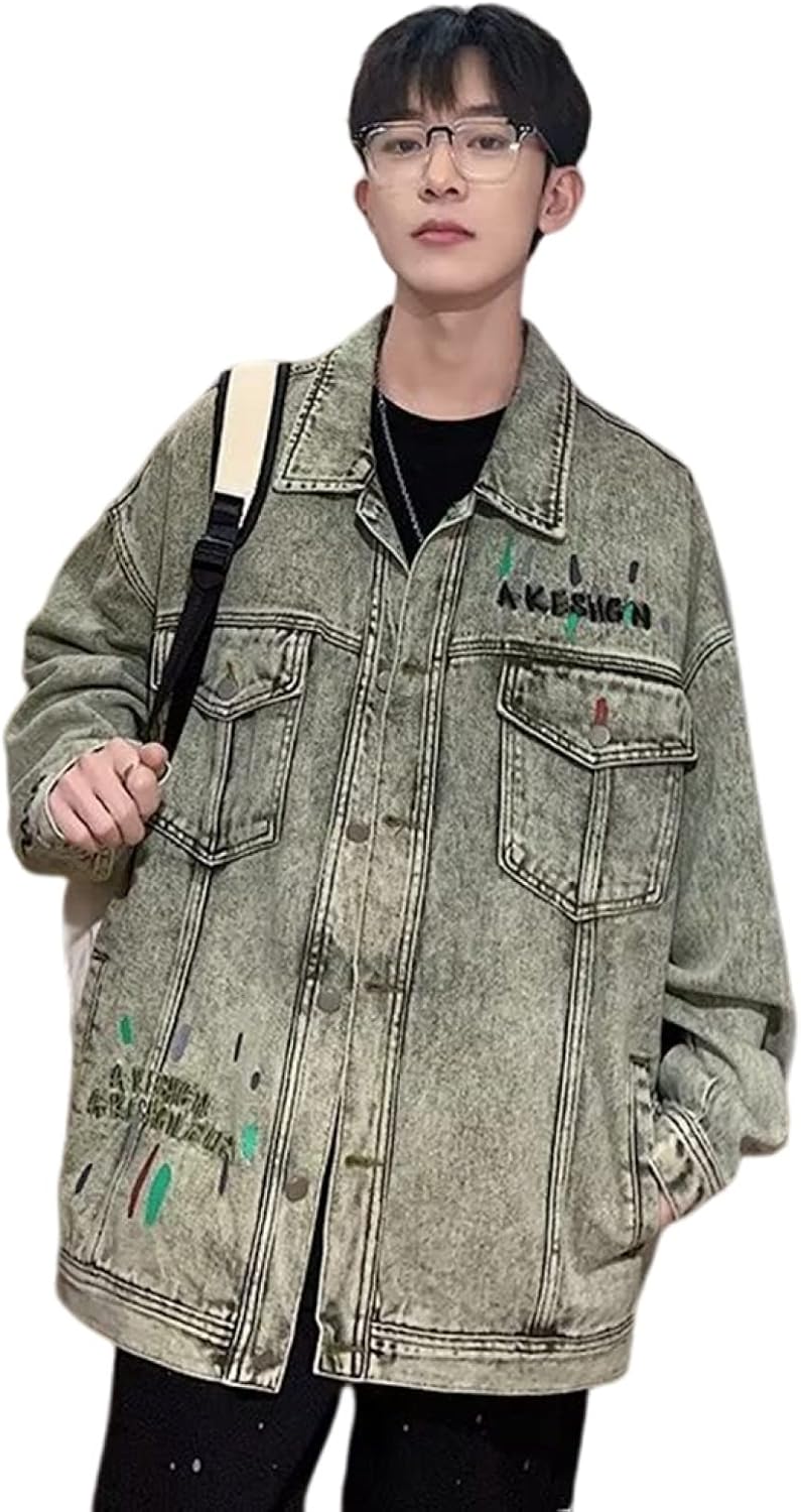 デニムジャケット メンズ ゆったり ジャン 長袖 レトロ ヒップホップ おしゃれ ストリート 男性 ブルゾン トップス ジージャン アウター カジュアル 通勤通学 春 秋 デニム ジャケット コート