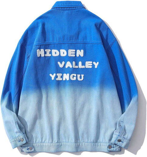 ジャン アウター メンズ おしゃれ デニムジャケット ブルー グリーン 長袖 春秋 快適 普段着 かっこいい 日系 英字柄 刺繍 ポケット付き 着痩せ カジュアル ベーシック 着回し コーデ万能 S~