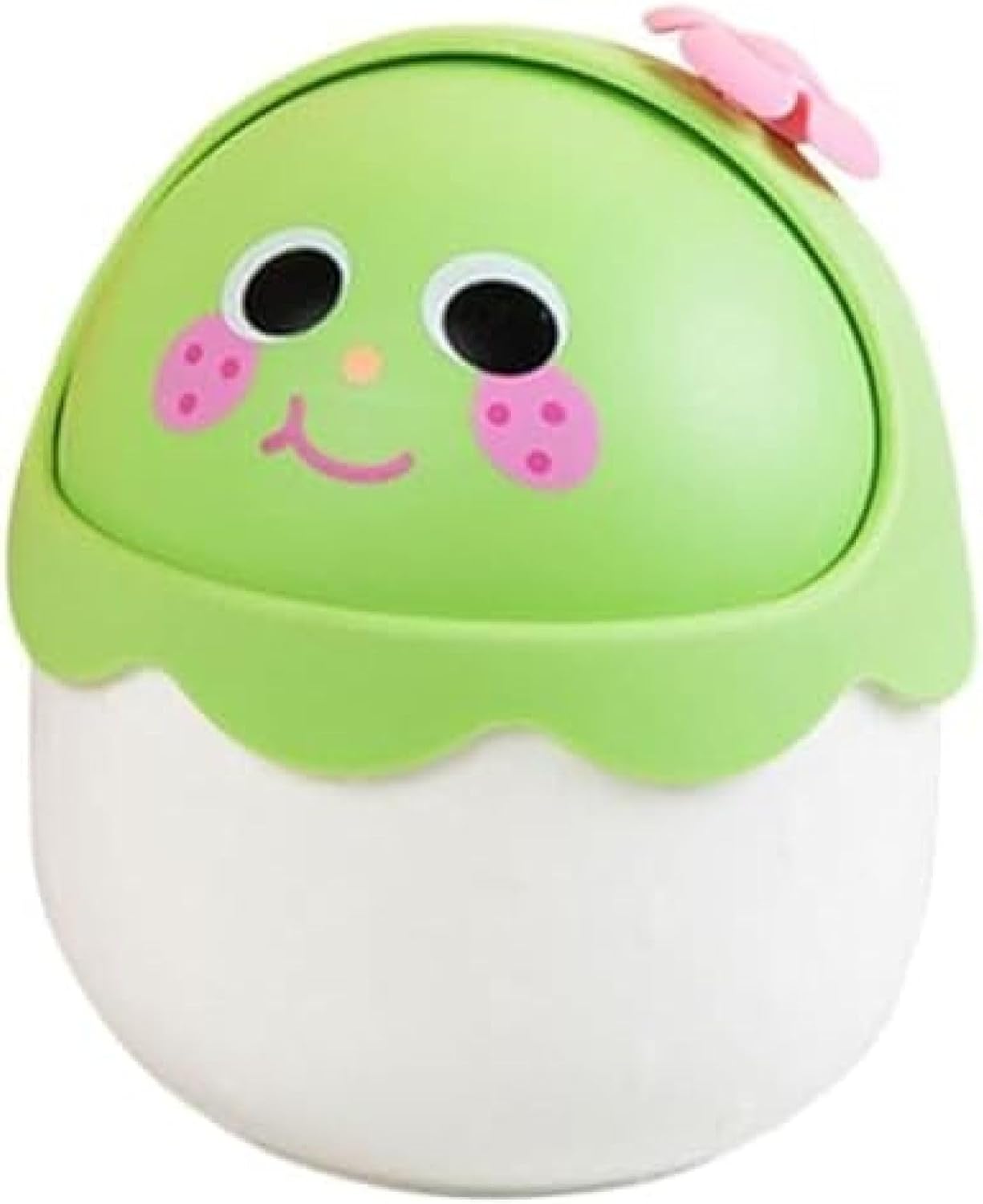 かわいい デスクトップ ゴミ箱 缶 くずかご、小さな カウンタートップ フリップ 蓋付き イチゴ 小さな ..