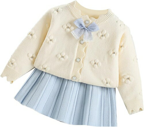 ニット セットアップ 女の子 キッズ 2点セット カーディガン スカート ガールズ おしゃれ 上下セット ..