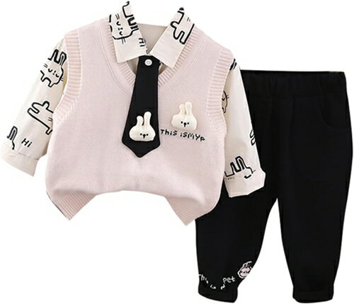 子供服 セットアップ セーター ニットベスト+ズボン+シャツ 長袖 3点セット 男の子 キッズ 上下セット フォーマル ベビー服 大きいサイズ 子供服 ボーイズ 柔らかい 赤ちゃん 幼児服 通園結 婚