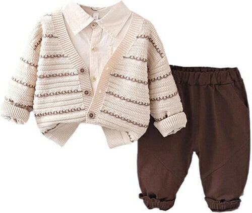 子供服 キッズ フォーマル スーツ 赤ちゃん 男の子 ベビー服 3点セット シャツ ニットカーディガン ズボン 誕生日 卒園式 入園式 七五三 お宮参り お祝い 上下セット お出かけ 結婚式 ベビー