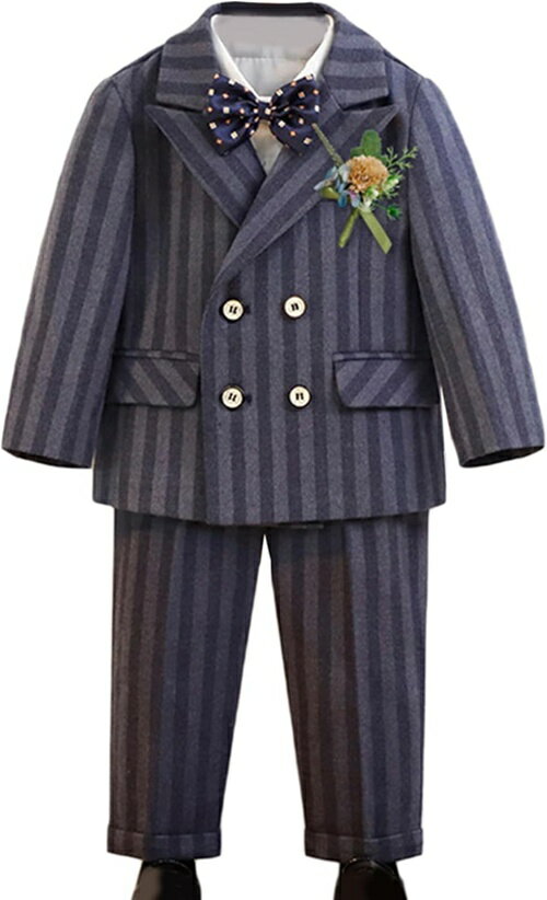 スーツ キッズ 男の子 子供フォーマル おしゃれ 上下セット 5点セット ジャケット ベスト ズボン 蝶ネ..