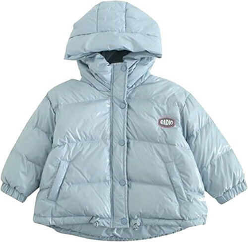 ダウンコート 子供服 キッズ服 ダウンジャケット 女の子 綿服 ジッパー Aライン 140 ロング丈 ライトダウン ファーフード付き 中綿ジャケット 中綿コート アウター 暖かい 保温 ブルー おしゃ