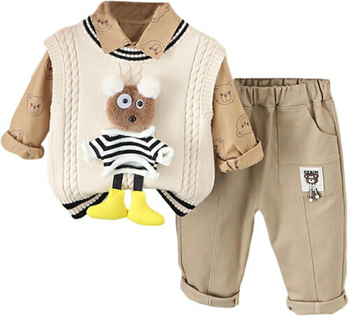 子供服 キッズ フォーマル スーツ 赤ちゃん 男の子 ベビー服 3点セット シャツ ニットベスト ズボン 誕生日 卒園式 入園式 七五三 お宮参り お祝い スーツ 上下セット 結婚式 ベビー 紳士 ス