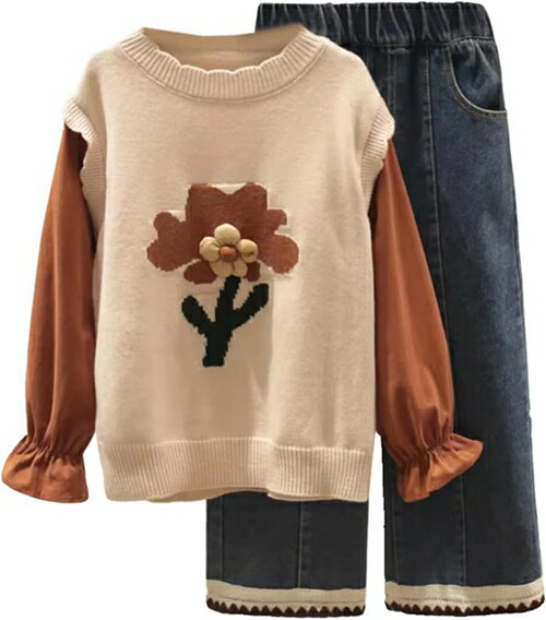 子供服 セットアップ カジュアル ナチュラル パーカー デニムズボン ロングパンツ デニムパンツ 春秋 長袖 セットアップ カジュアル ゆったり 女の子 長袖 暖かい キッズ こども ジュニア服 可愛