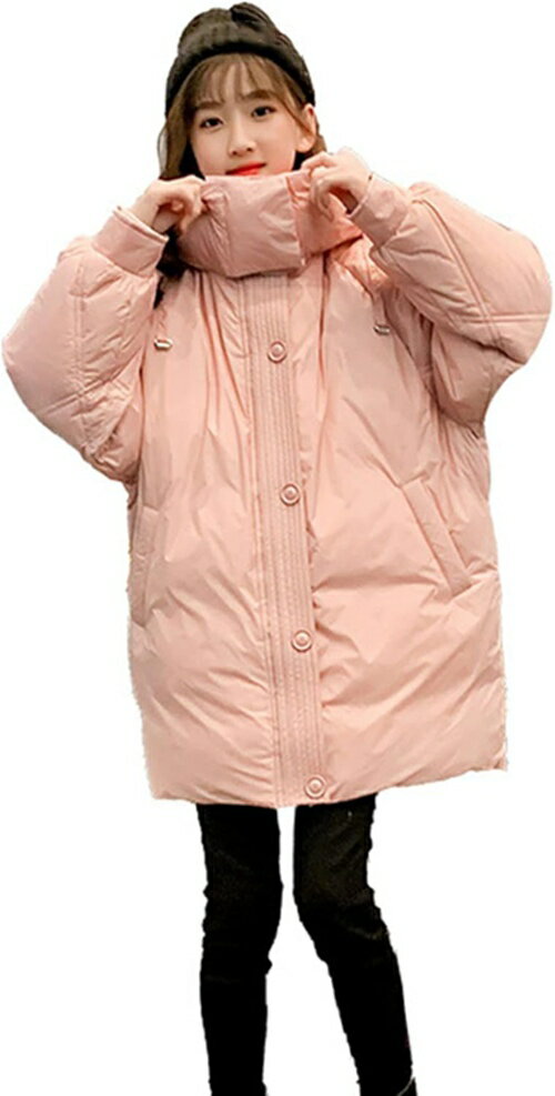 子どもジャケット 女の子 冬 無地 フード付き ピンク カジュアル キッズダウンジャケット ダウンコート 140 子どもダウンアウター ガールズ 中綿コート ロ...