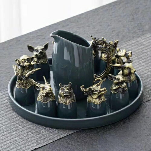 酒器 セット 十二支 セラミック 徳利 とっくり お猪口 ぐい呑み おちょこ かわいい 動物 ギフトボック..