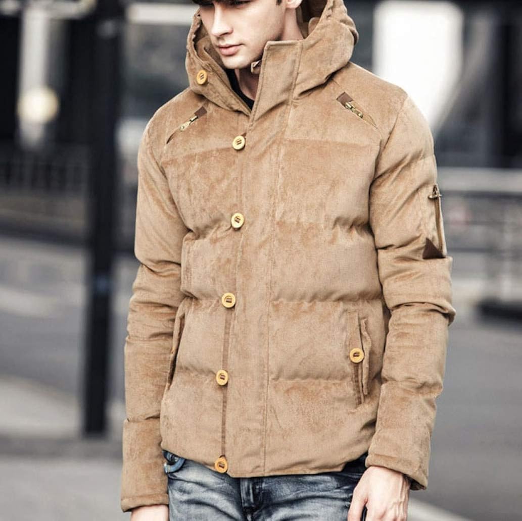 ダウン ジャケット メンズ ショート丈 大きいサイズ フード付き ダウンコート コーデュロイ 中綿 厚手 防寒 暖かい 防寒 シンプル かっこいい カジュアル 通勤 通学 アウトドア 無地 冬服 3色