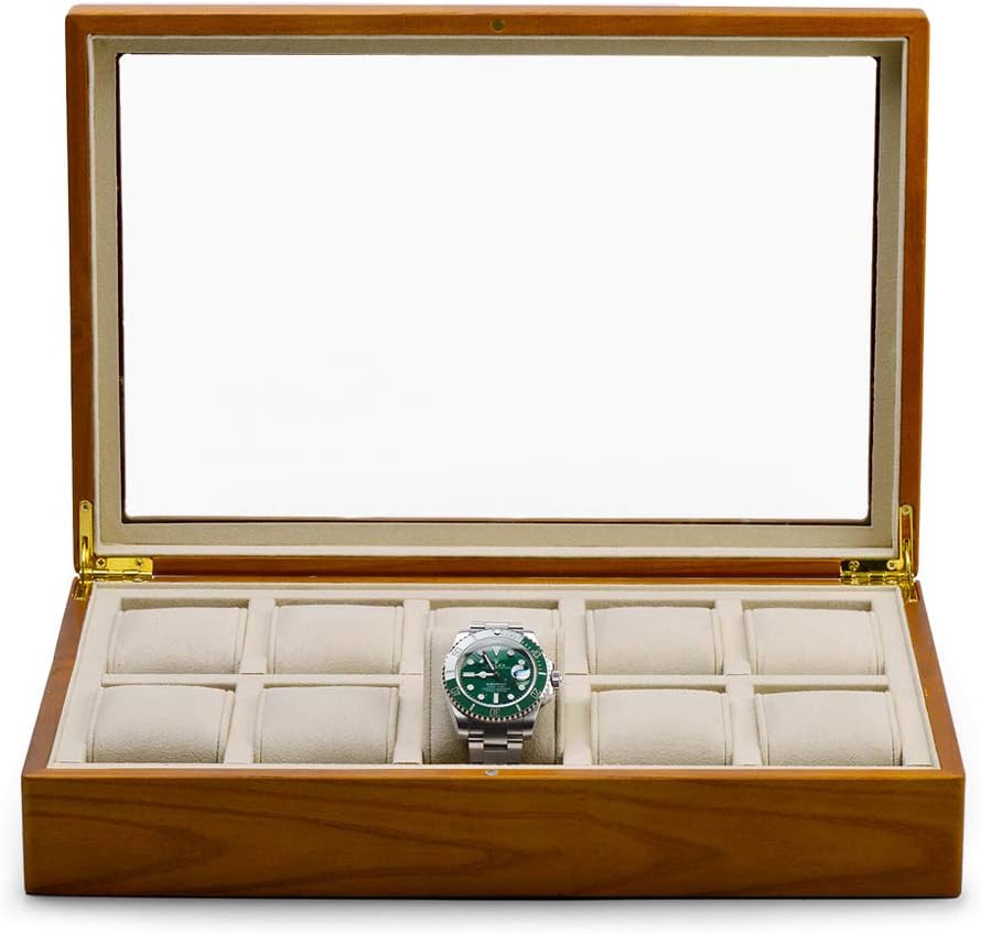 腕時計 ケース 木製 時計ケース 10本用 時計収納 持ち運び 高級 おしゃれ ウォッチケース X02201 (ベージュ)(2)