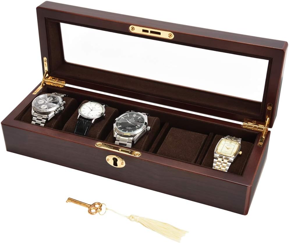 ウォッチケース 腕時計 5本 収納 保管 ケース ボックス 見せる コレクション 鍵付き ガラス W30.5×D10...
