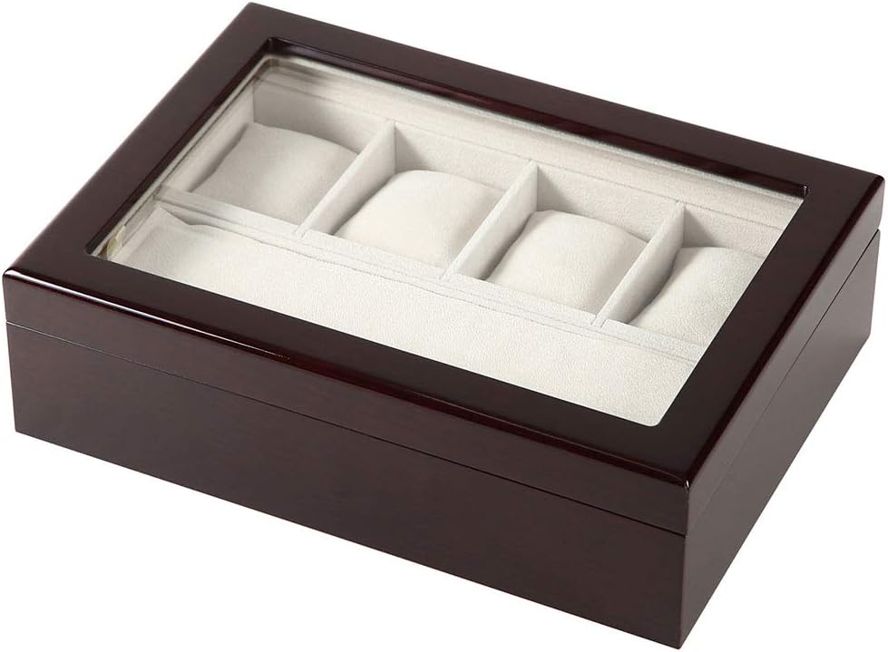 腕時計収納 高級ウォッチボックス ケース 木製 6本収納 窓付き 茶木目柄 グレース IG-ZERO 67-5W 革ベルト 平置き 2本可能 ラッピング対応