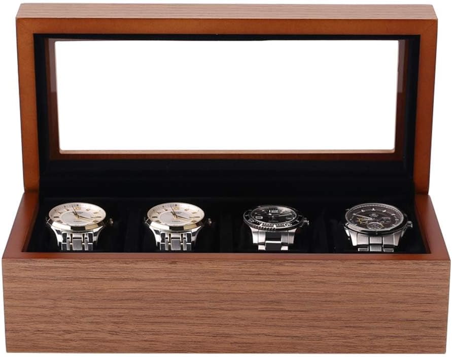 腕時計ケース 腕時計収納 木製ケース 展示透明窓ケース 高級ウォッチボックス コレクション ウォッチ 収納 (4本収納)