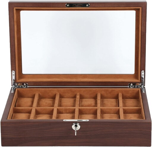 腕時計収納ケース 木製 時計保管ボックス コレクションケース アクセサリー 収納 ウォッチケース ディスプレイケース プレゼント 父の日 敬老日 ギフト 小物入れ 鍵付き 桃の木 12本