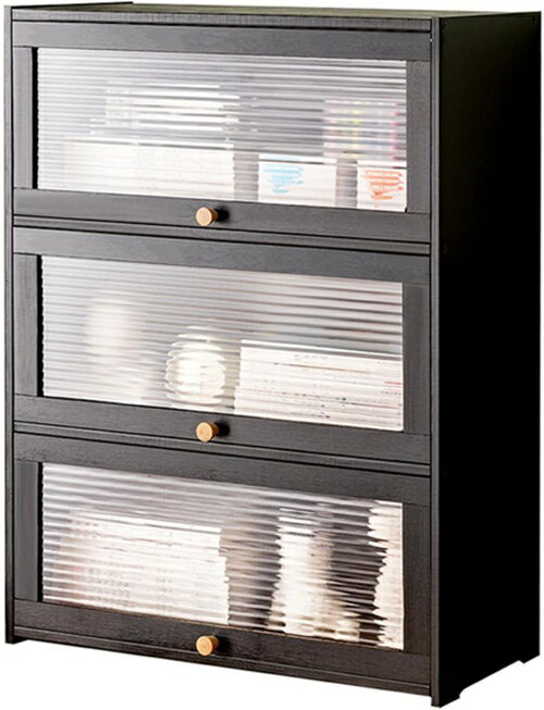 食器棚 アクリル扉付 42*25*28 コップスタンド 木製 ブラック 卓上 上置き ミニ食器棚 ロータイプ おし..